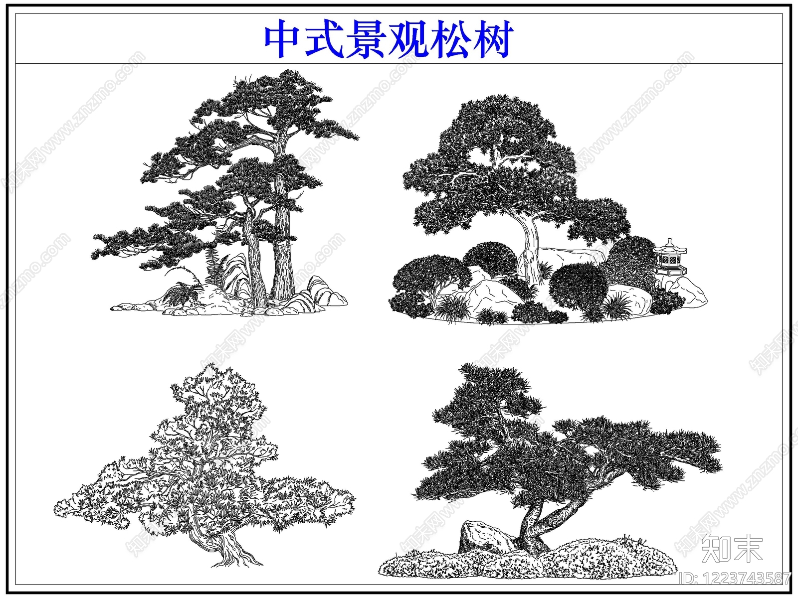 中式乔木种植CAD图纸