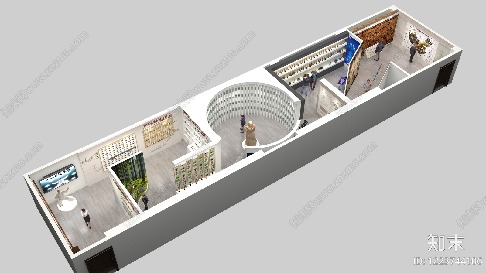 新中式医疗展厅3D模型渲染效果图