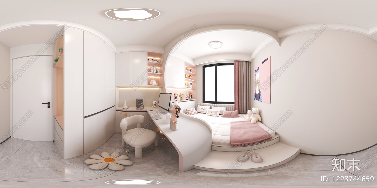 奶油风女孩房3D模型下载【ID:1223744659】