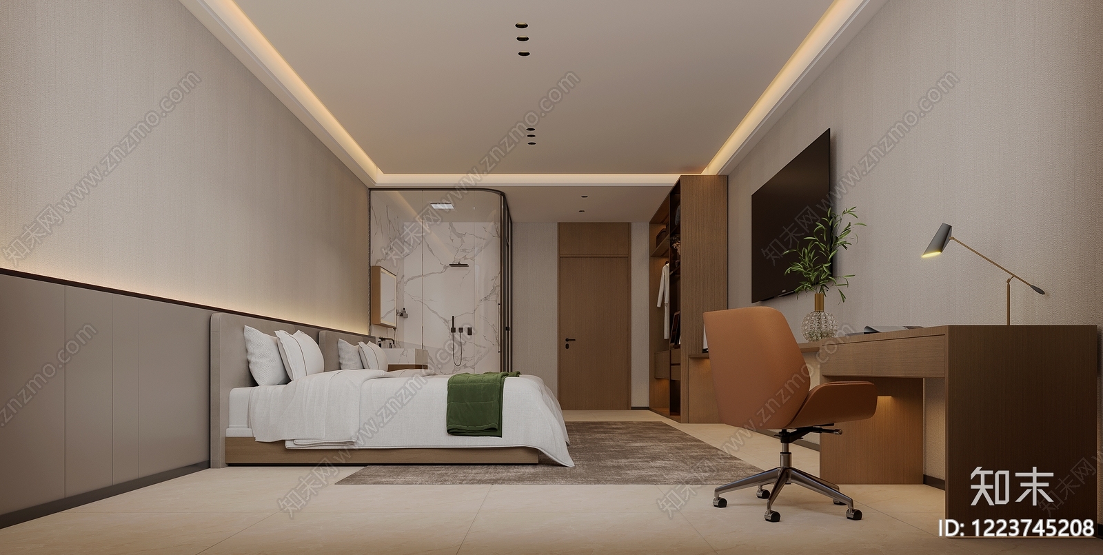 现代简约酒店客房3D模型下载【ID:1223745208】