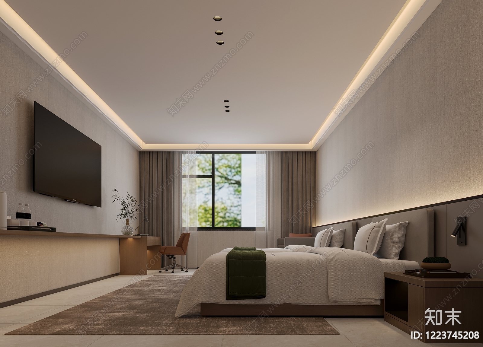 现代简约酒店客房3D模型下载【ID:1223745208】