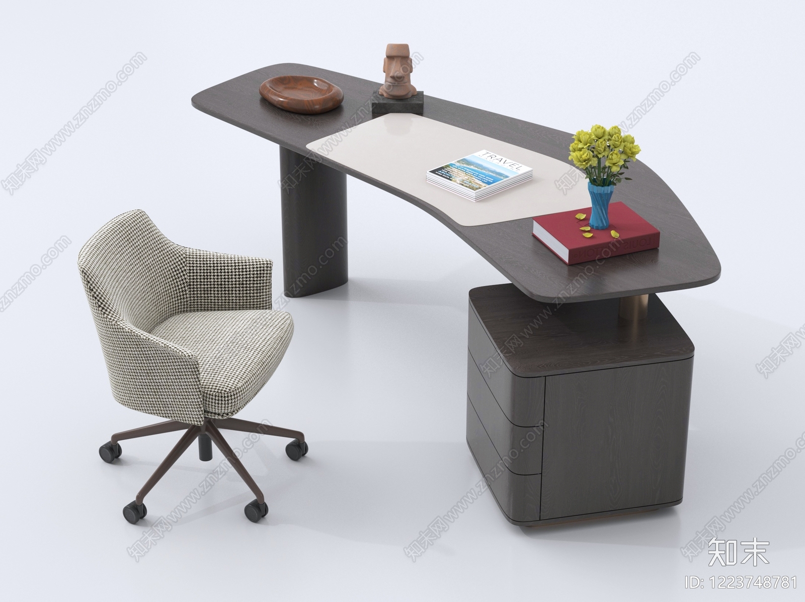 意式极简书桌椅3D模型下载【ID:1223748781】