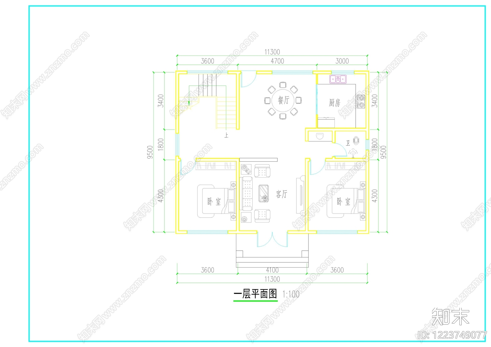 别墅建筑cad施工图下载【ID:1223749077】
