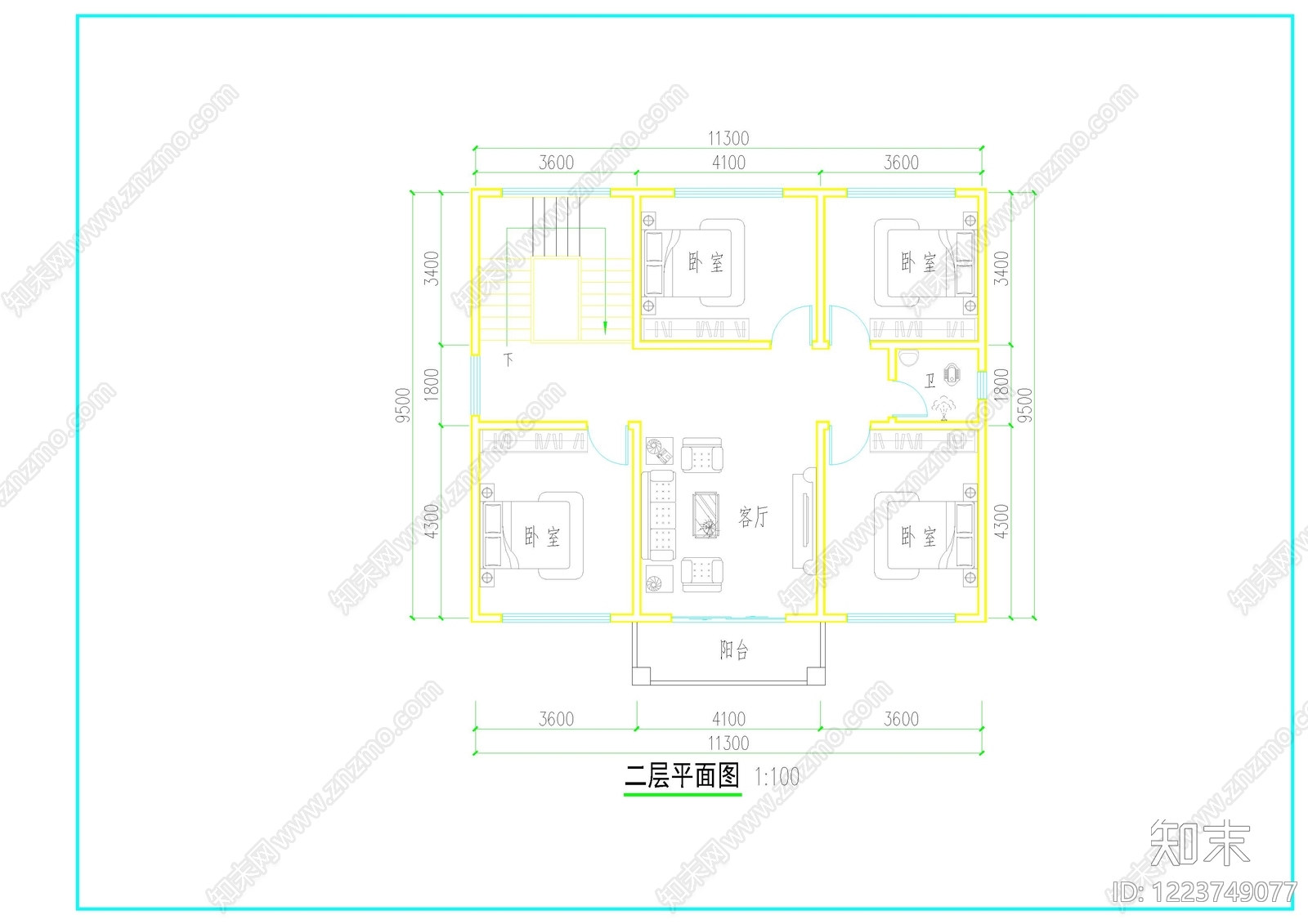 别墅建筑cad施工图下载【ID:1223749077】