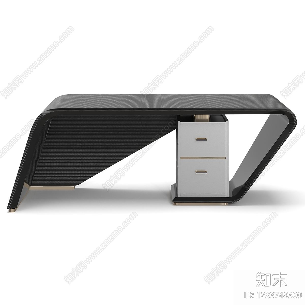 轻奢办公桌3D模型渲染效果图