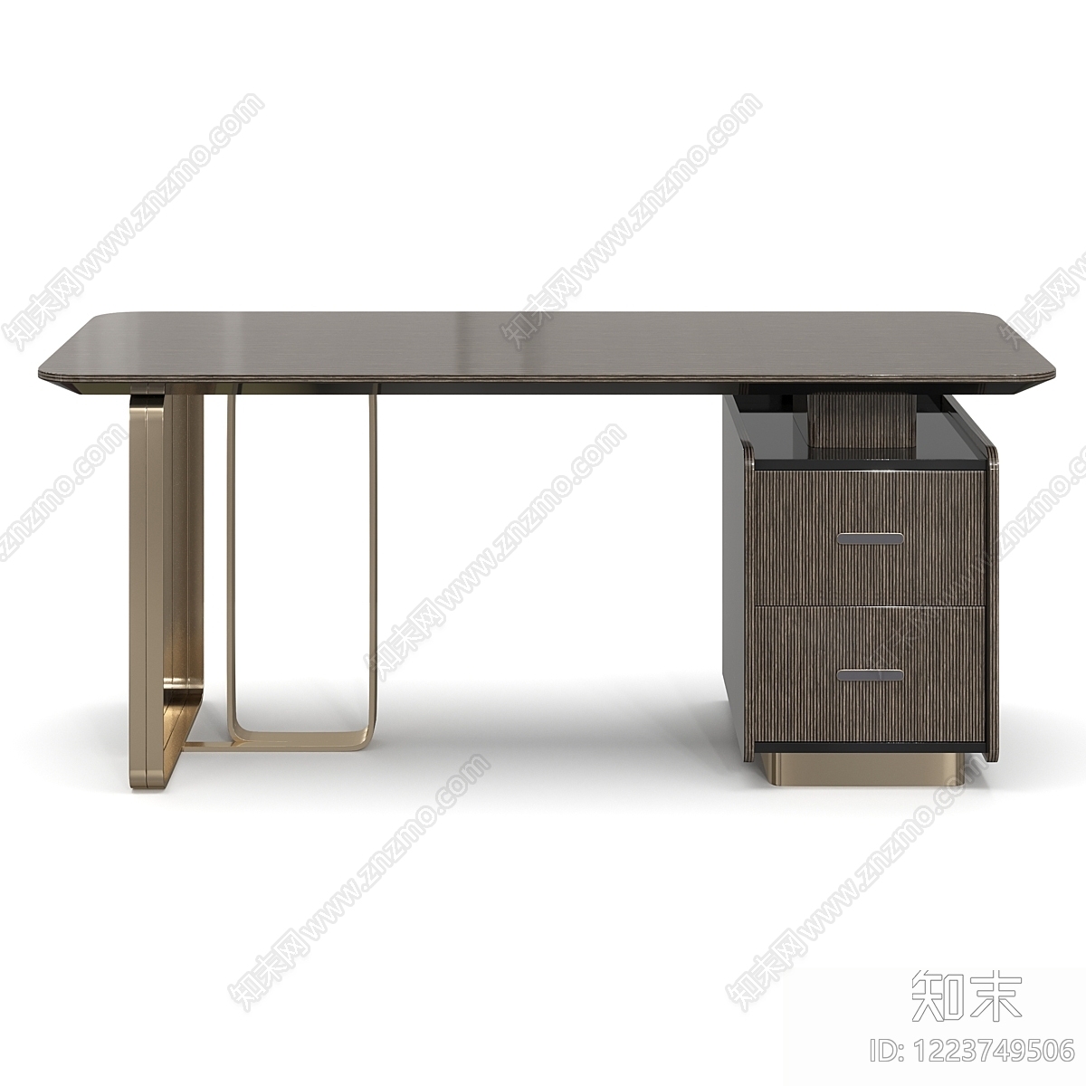 轻奢办公桌3D模型渲染效果图
