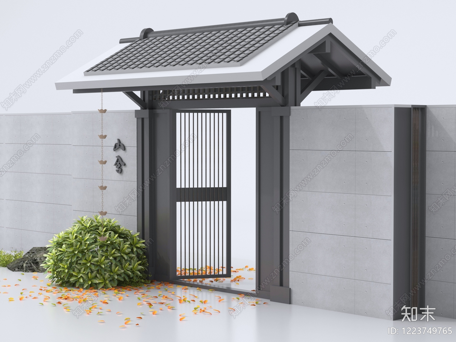 新中式入口大门SU模型下载【ID:1223749765】