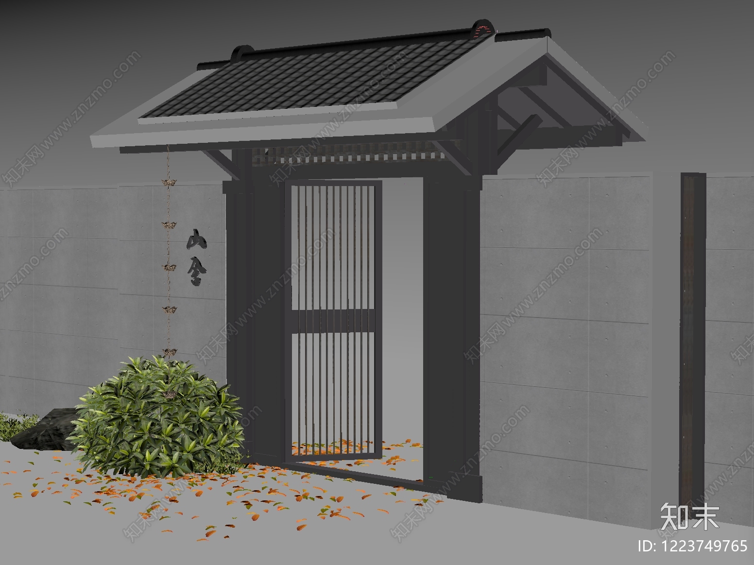 新中式入口大门SU模型下载【ID:1223749765】