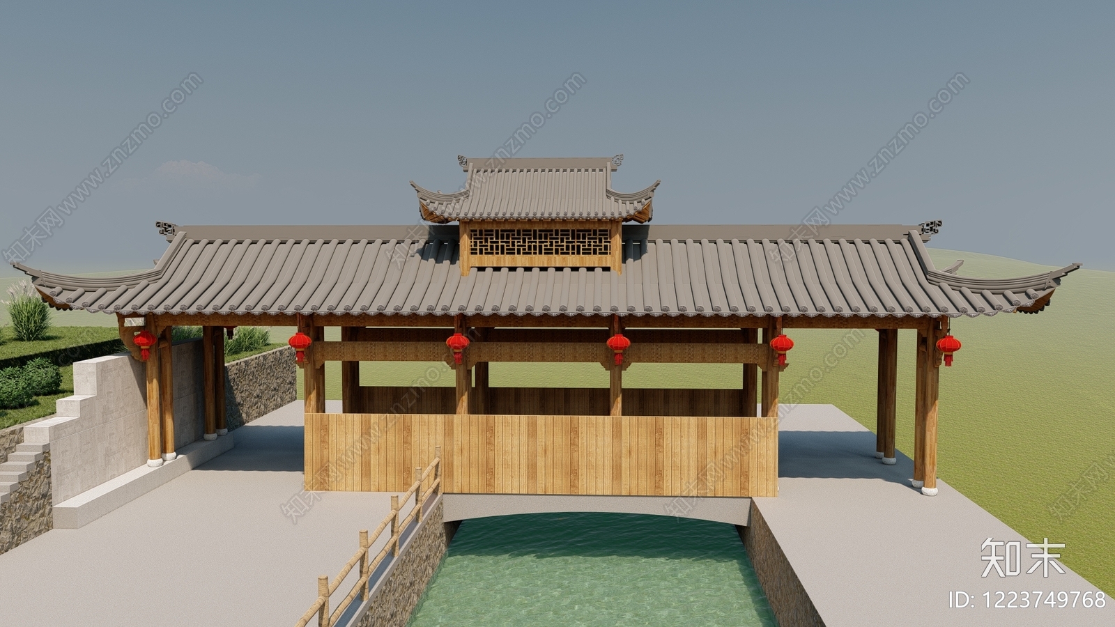 中式古建古建筑SU模型下载【ID:1223749768】