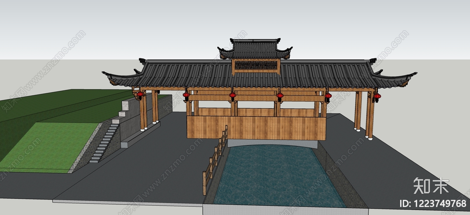 中式古建古建筑SU模型下载【ID:1223749768】