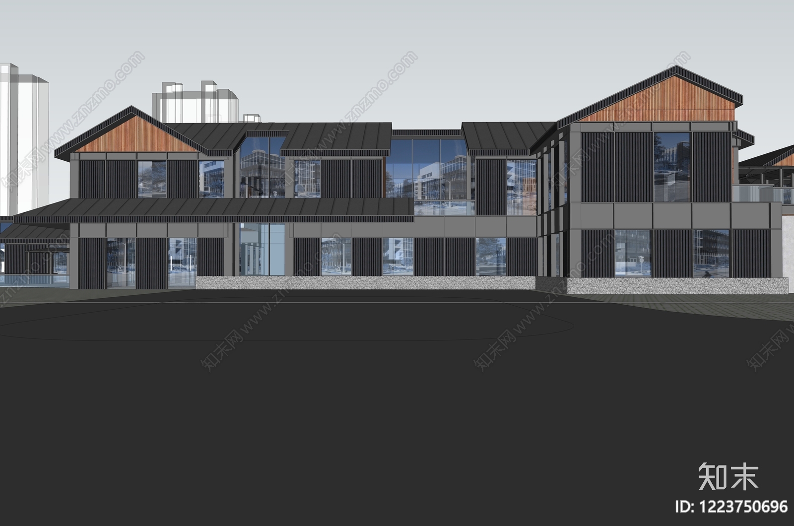 新中式其他商业建筑SU模型下载【ID:1223750696】