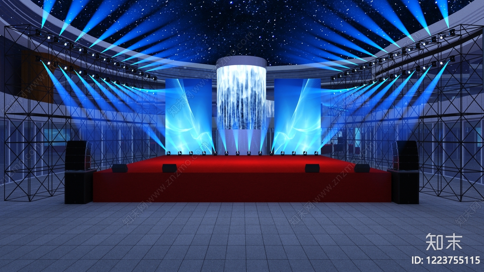 未来主义演唱会舞台3D模型渲染效果图