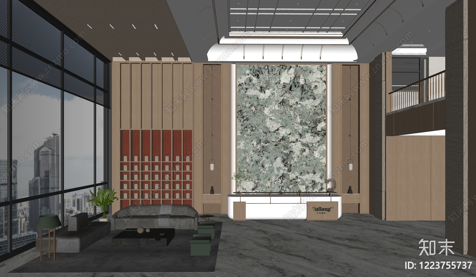 轻奢办公大堂SU模型下载【ID:1223755737】