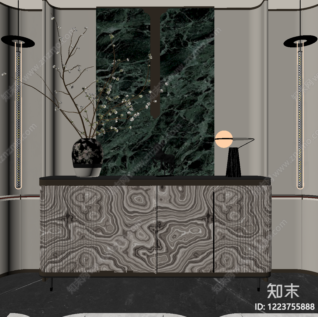 轻奢玄关柜SU模型下载【ID:1223755888】