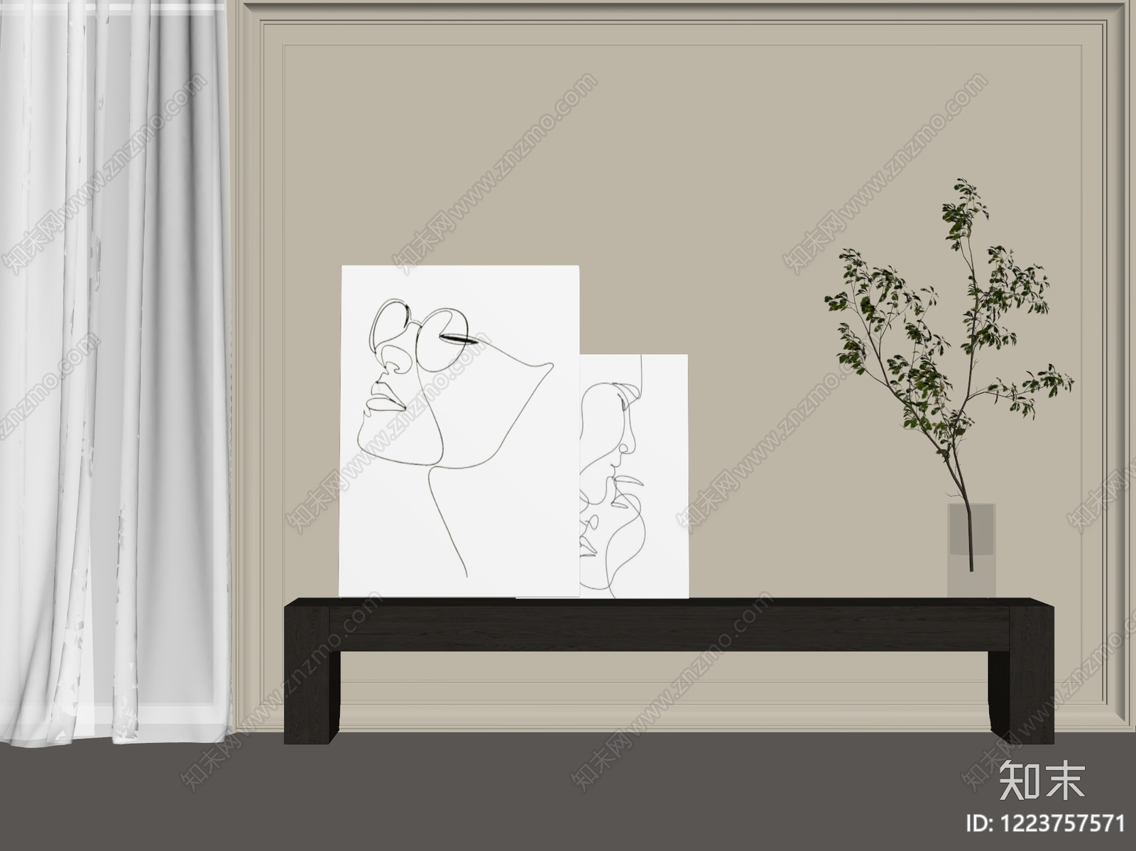 极简电视柜3D模型下载【ID:1223757571】