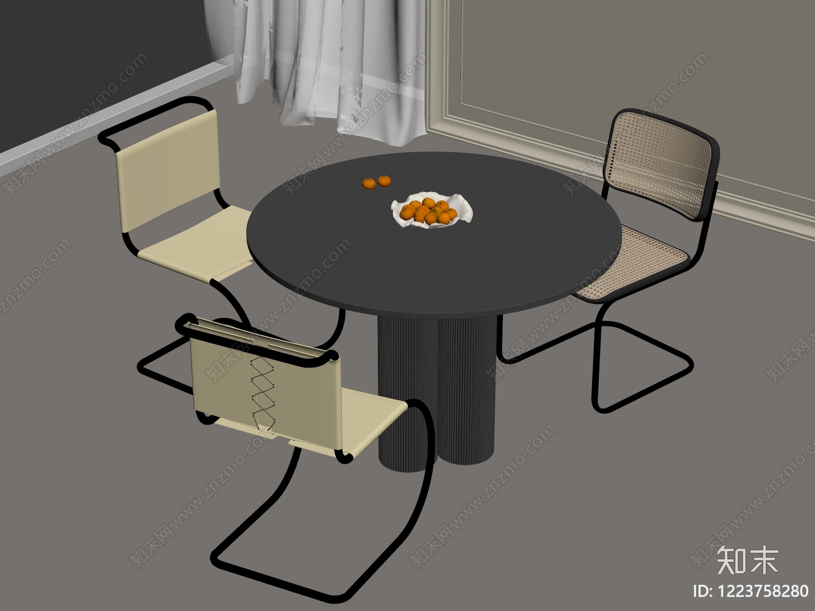 包豪斯餐桌椅3D模型下载【ID:1223758280】