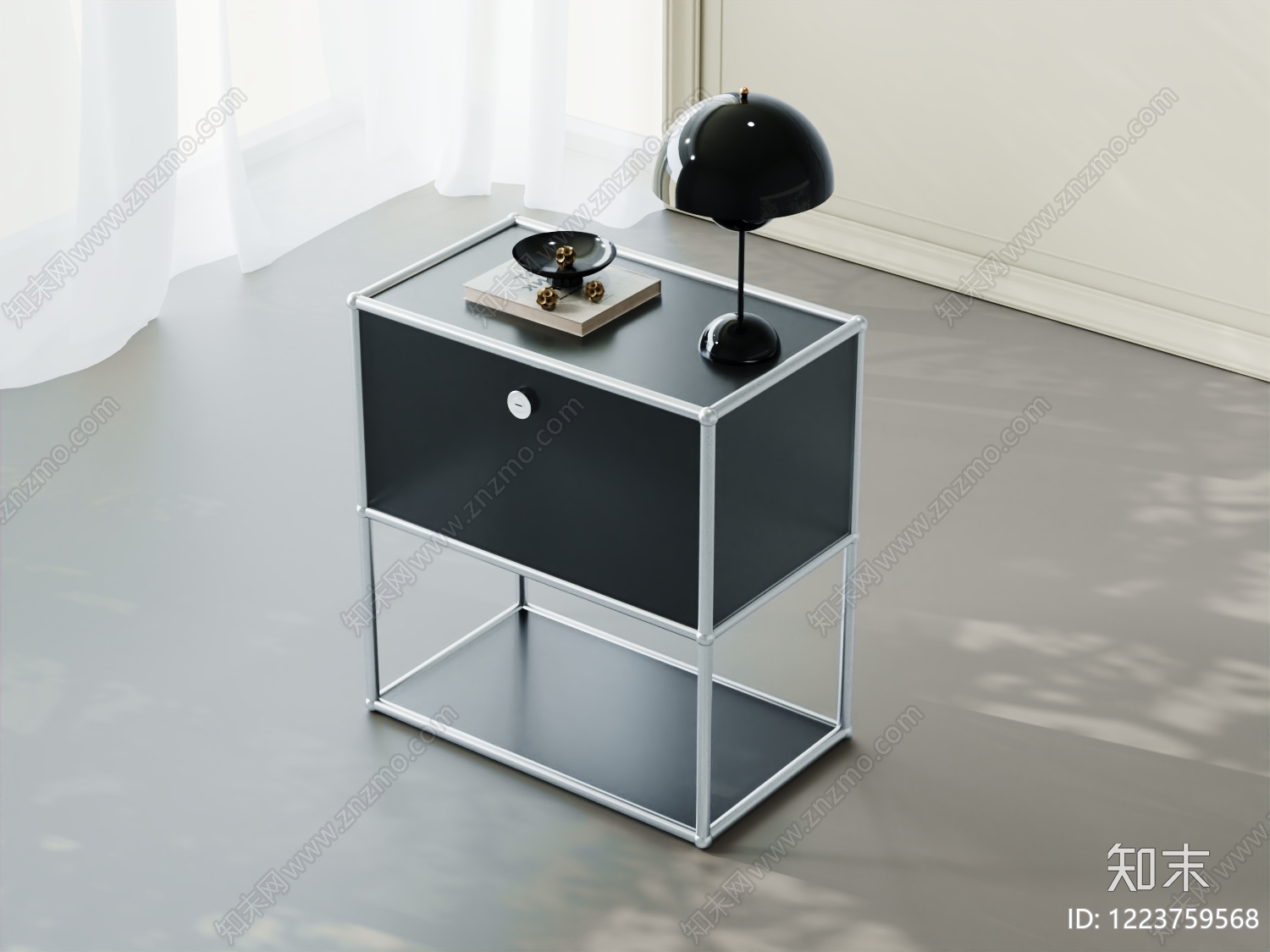 包豪斯床头柜3D模型渲染效果图