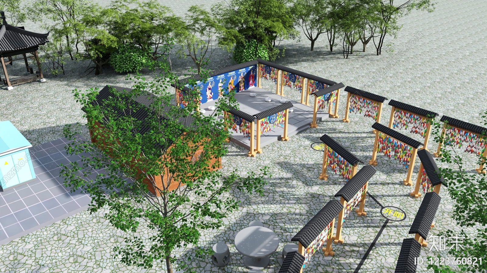 新中式景观文旅项目景观3D模型下载【ID:1223760821】