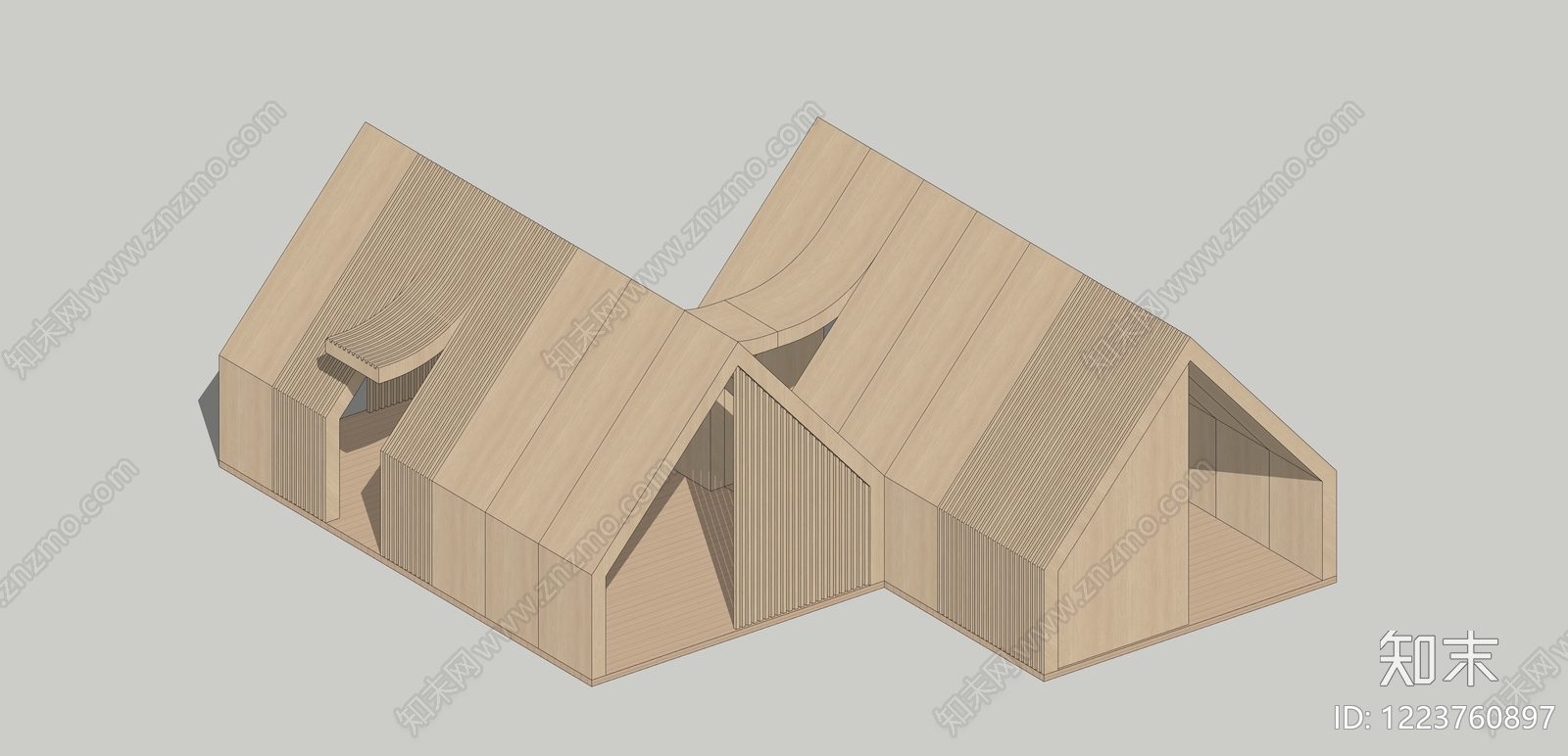 原木风小公建SU模型下载【ID:1223760897】