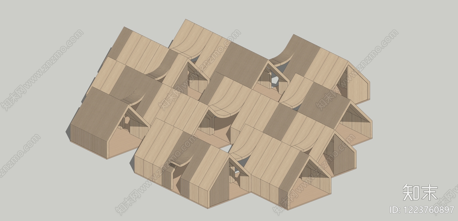 原木风小公建SU模型下载【ID:1223760897】