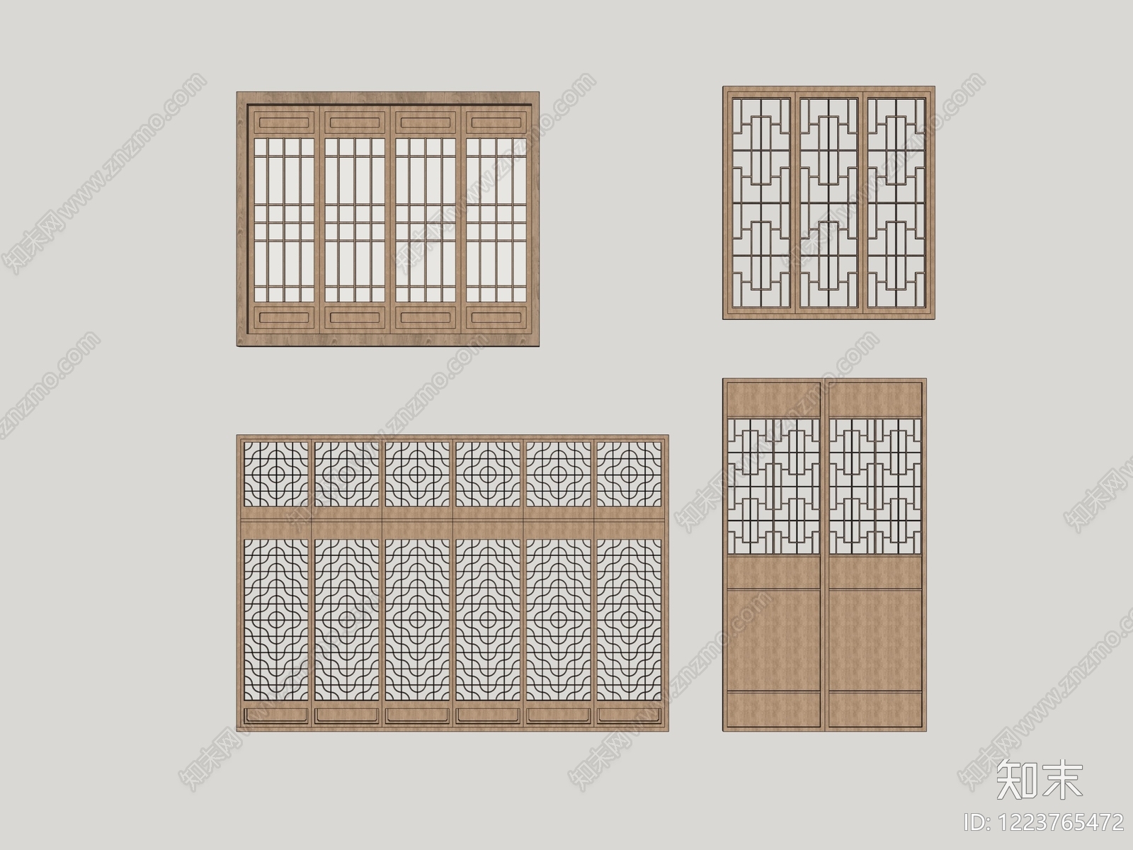 中式镂花窗SU模型草图