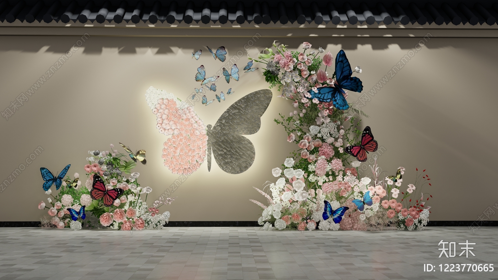 新中式打卡墙SU模型下载【ID:1223770665】
