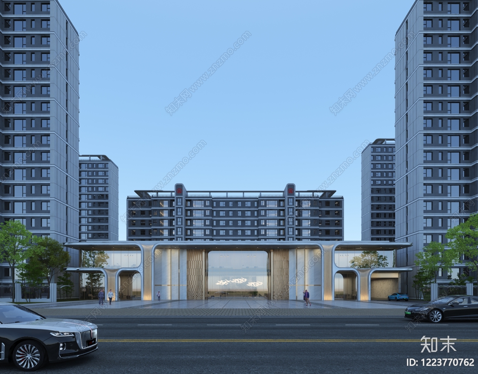现代主义售楼处外观3D模型渲染效果图