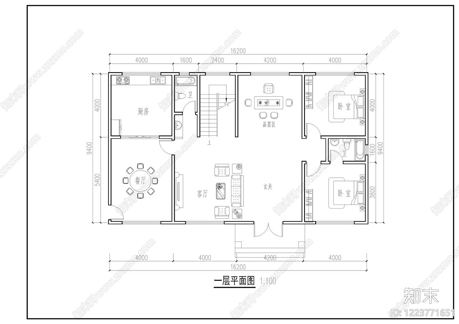 别墅建筑cad施工图下载【ID:1223771651】
