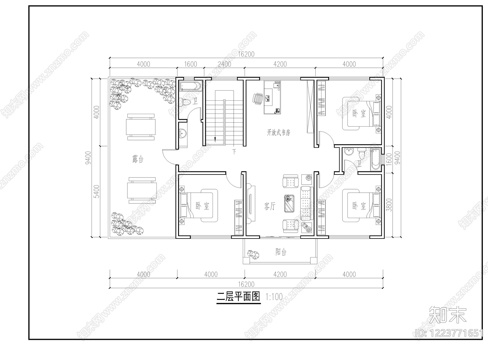 别墅建筑cad施工图下载【ID:1223771651】