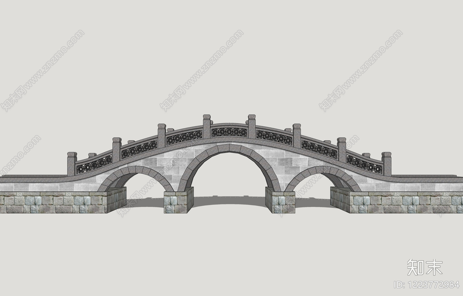 中式古建景观桥SU模型下载【ID:1223772984】