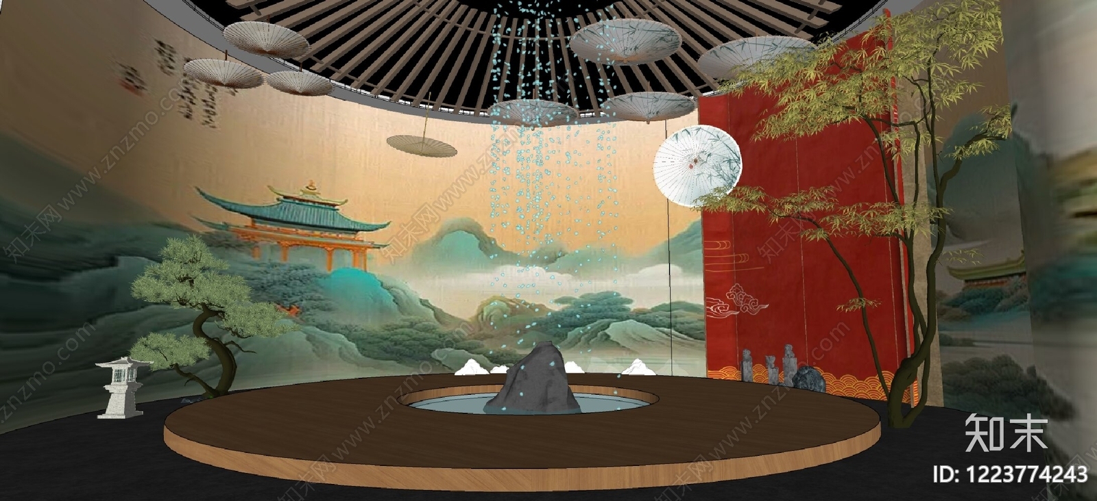 新中式文创展厅SU模型下载【ID:1223774243】