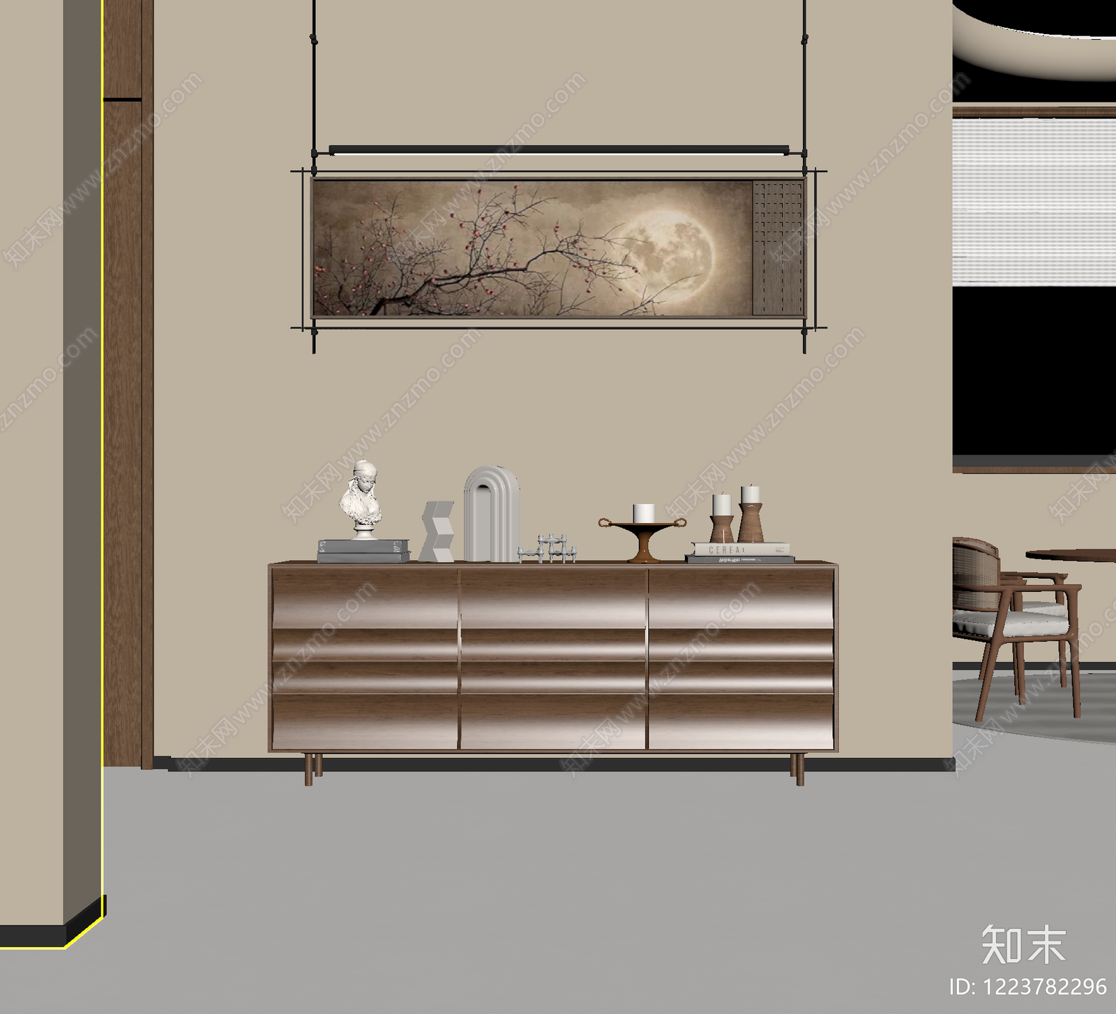 新中式玄关柜SU模型下载【ID:1223782296】