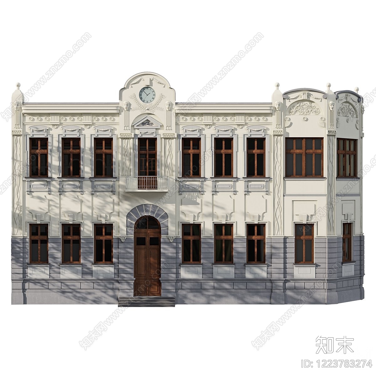欧式古建独栋别墅3D模型渲染效果图