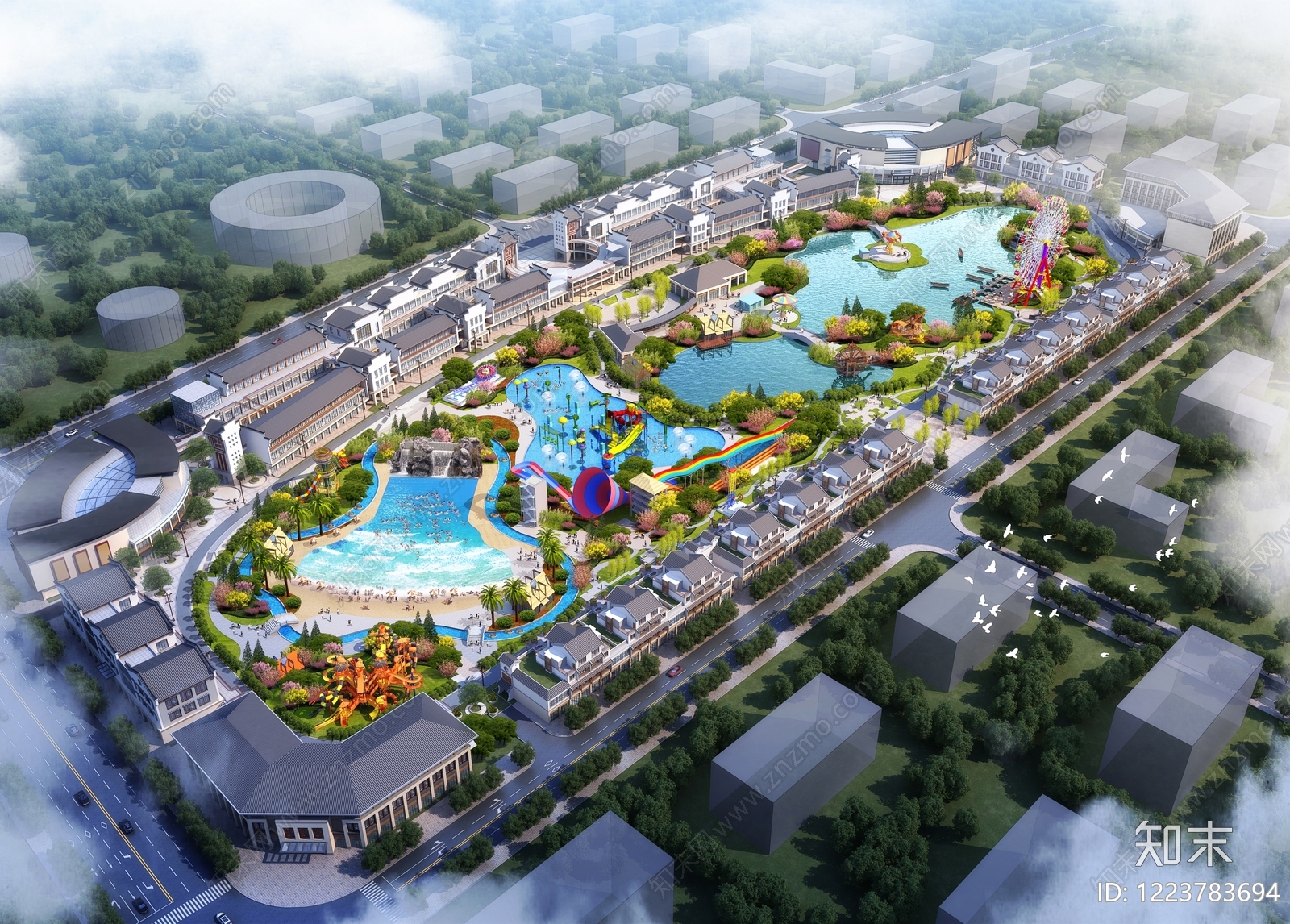 新中式景观文旅项目景观3D模型下载【ID:1223783694】