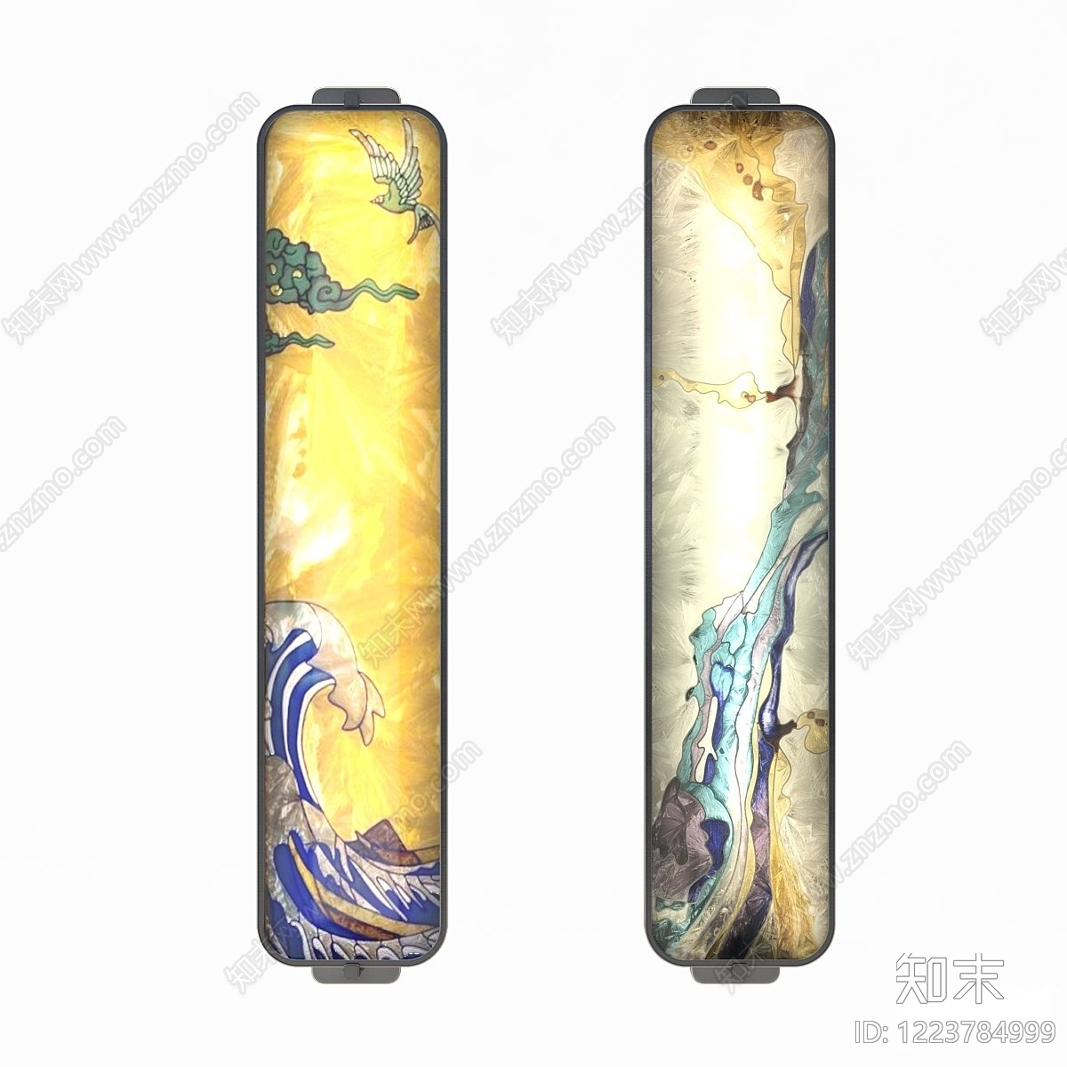 中式长条壁灯3D模型渲染效果图