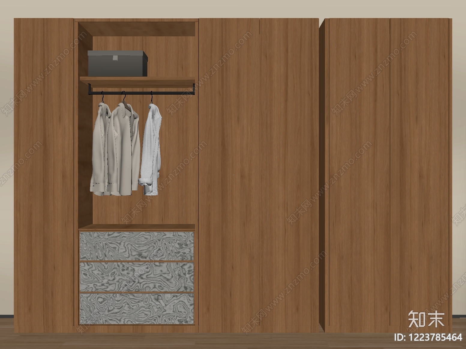 原木风衣柜SU模型下载【ID:1223785464】