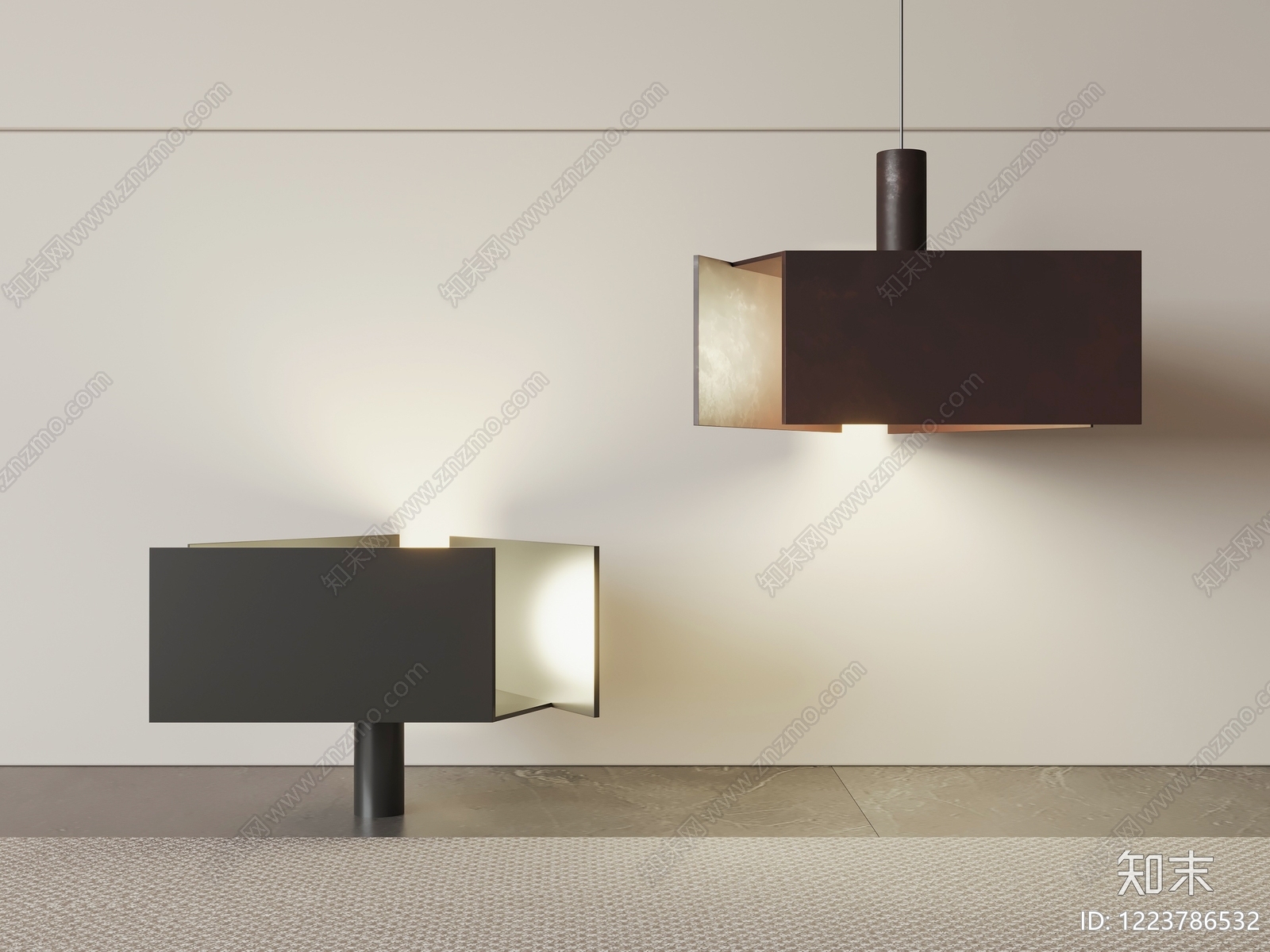 极简灯具组合3D模型下载【ID:1223786532】