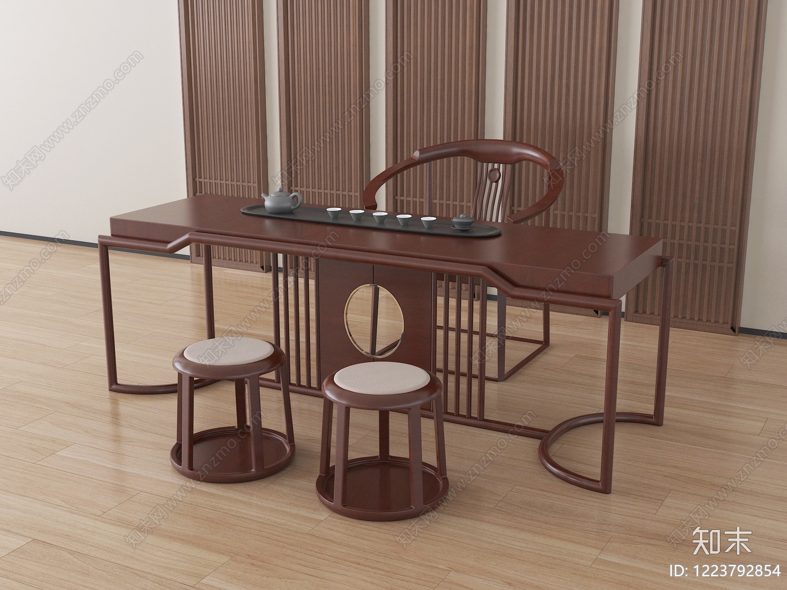 新中式茶桌椅3D模型下载【ID:1223792854】