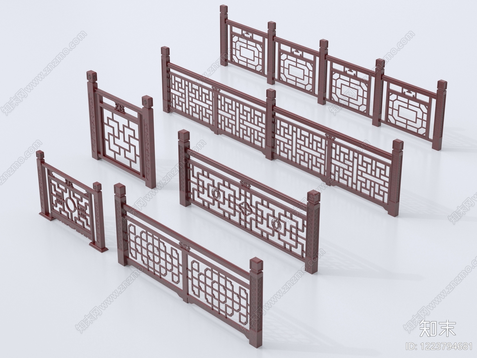 中式栏杆3D模型下载【ID:1223794681】