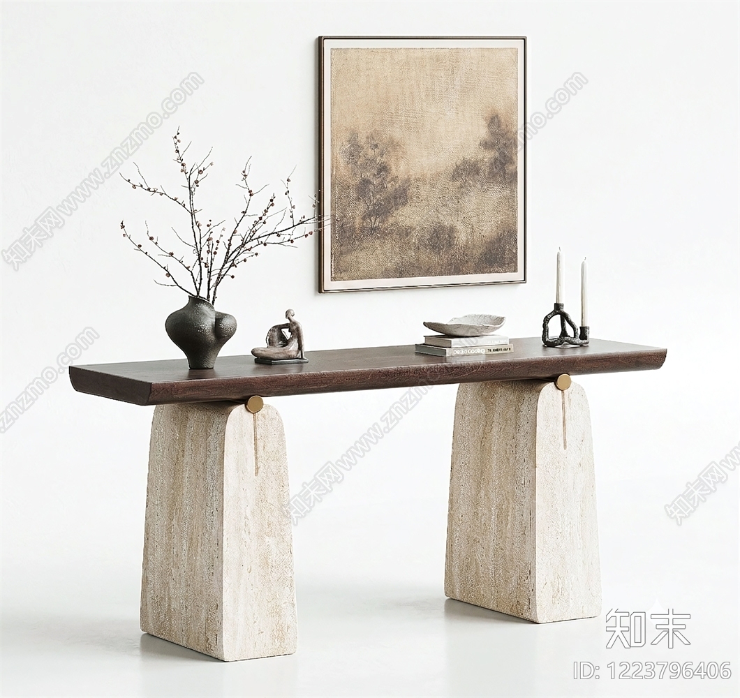 侘寂条案3D模型下载【ID:1223796406】