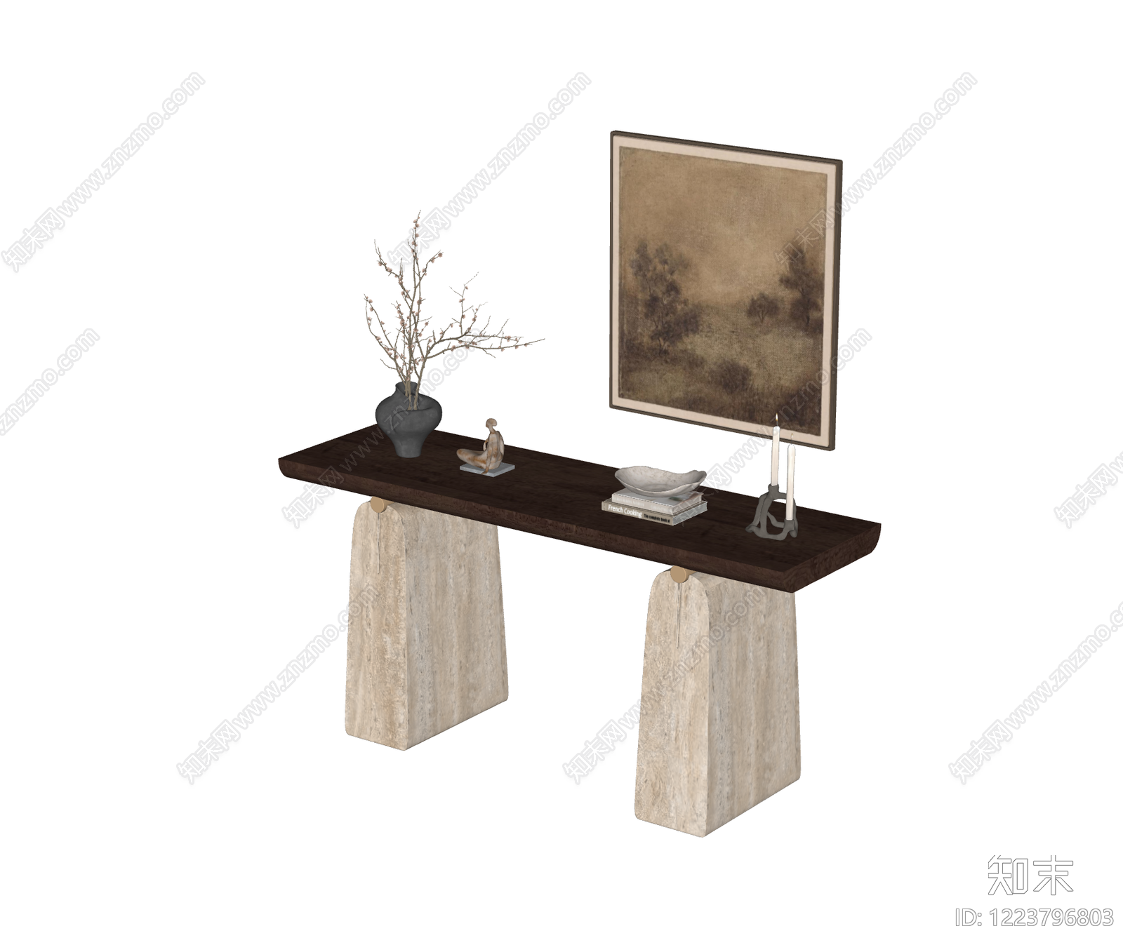 侘寂条案SU模型下载【ID:1223796803】