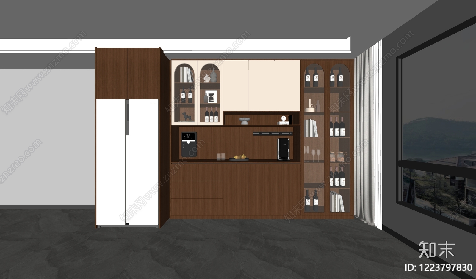 现代简约餐边柜3D模型下载【ID:1223797830】