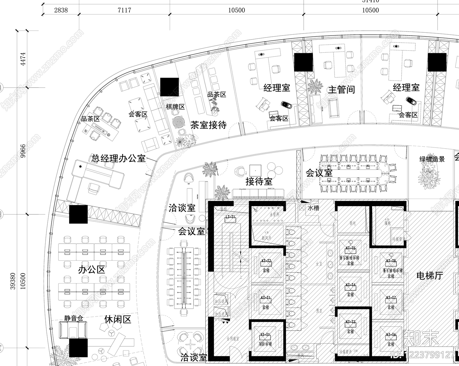 整体办公空间cad施工图下载【ID:1223799127】