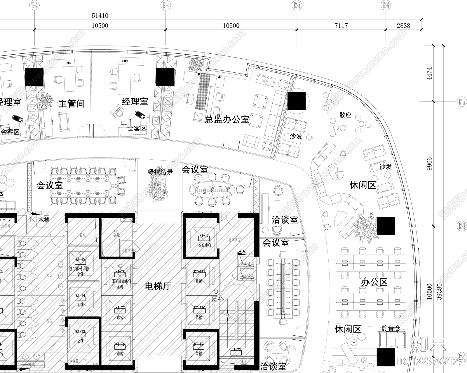 整体办公空间cad施工图下载【ID:1223799127】
