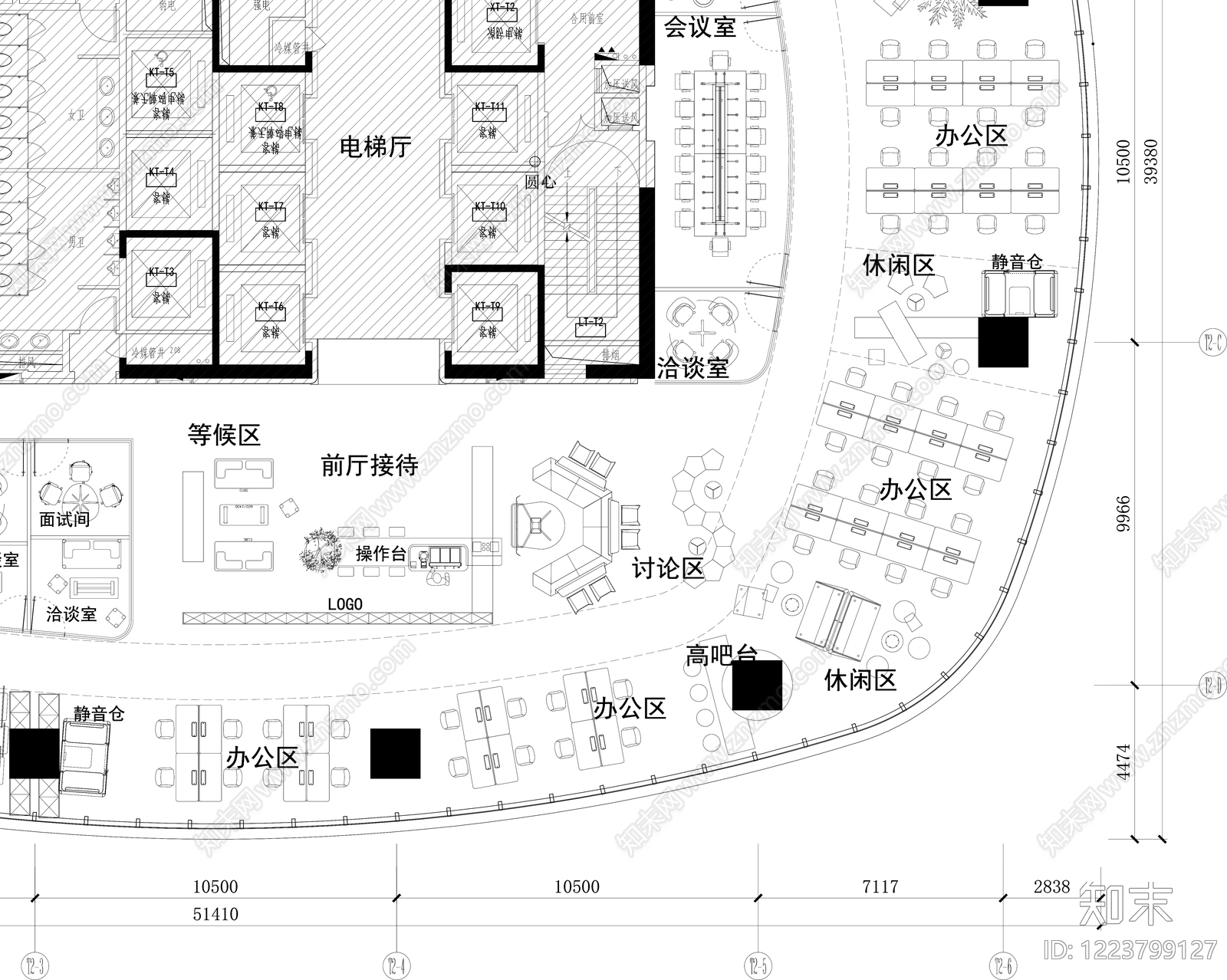 整体办公空间cad施工图下载【ID:1223799127】