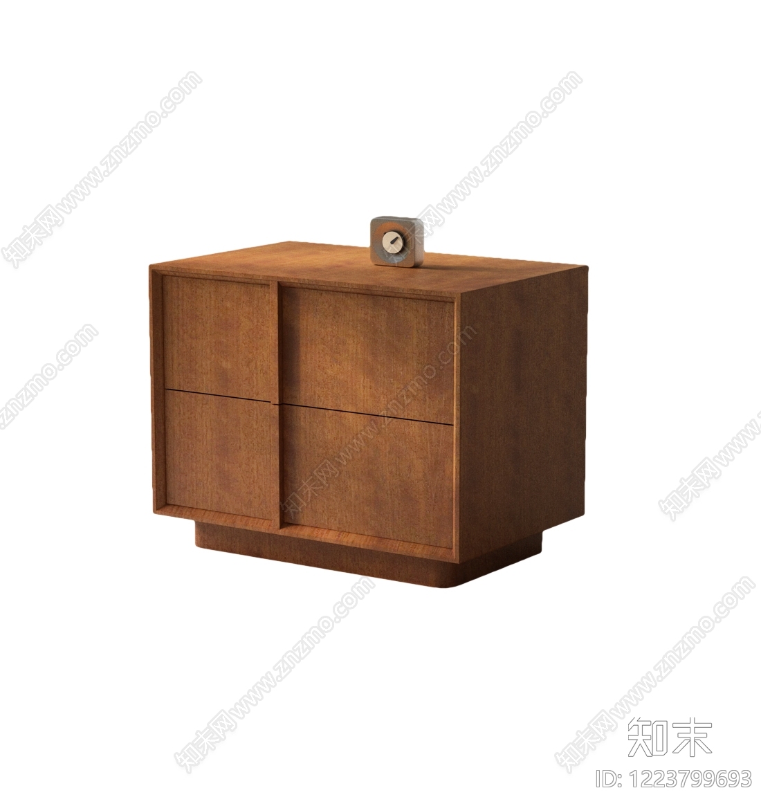 中古风床头柜3D模型渲染效果图