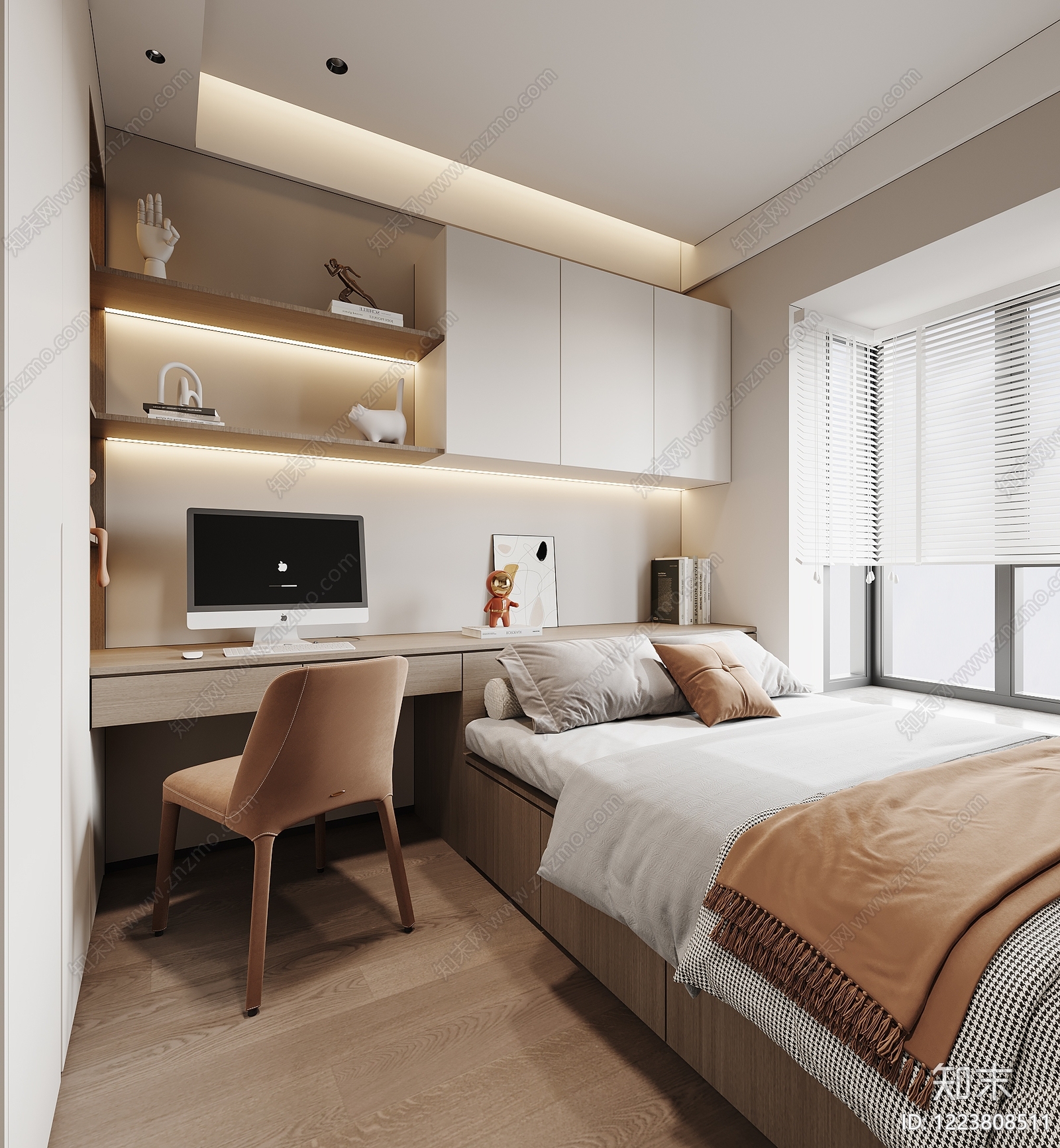 现代简约榻榻米卧室3D模型下载【ID:1223808511】