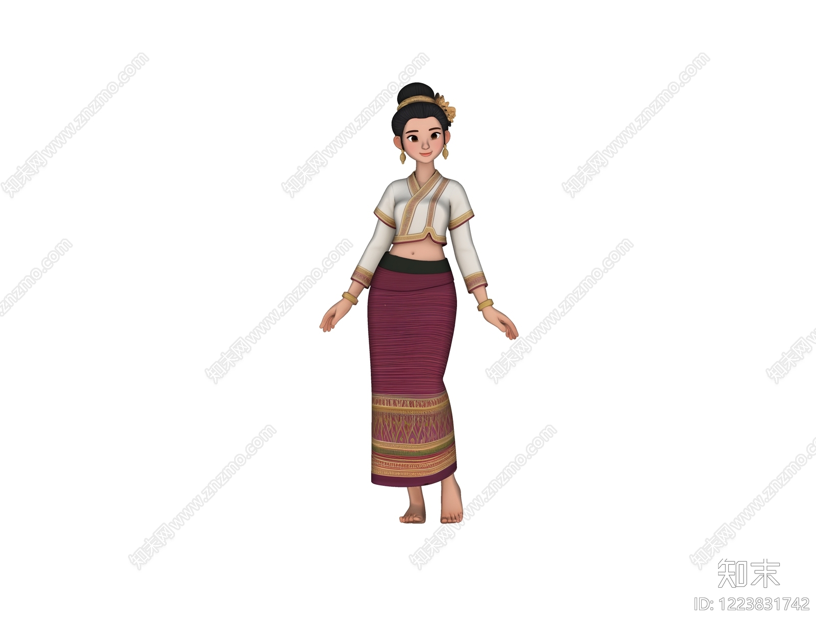中式虚拟人物SU模型下载【ID:1223831742】