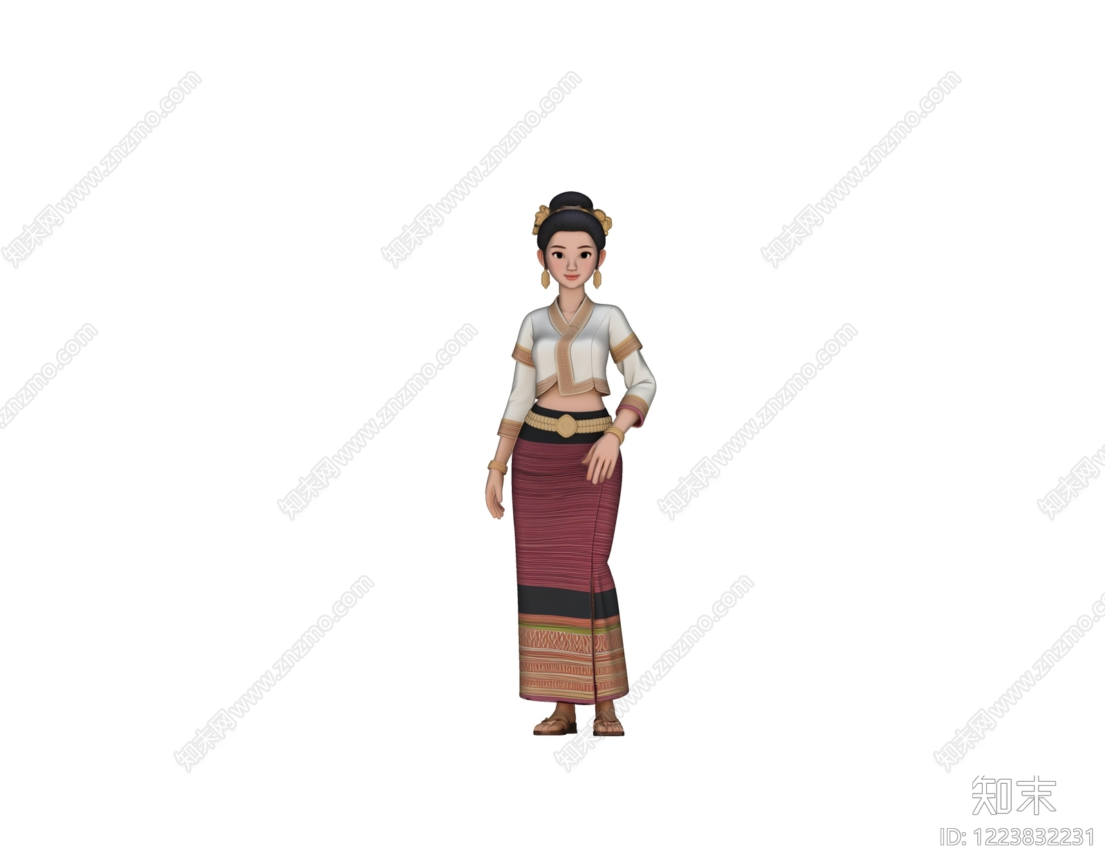 中式虚拟人物SU模型下载【ID:1223832231】