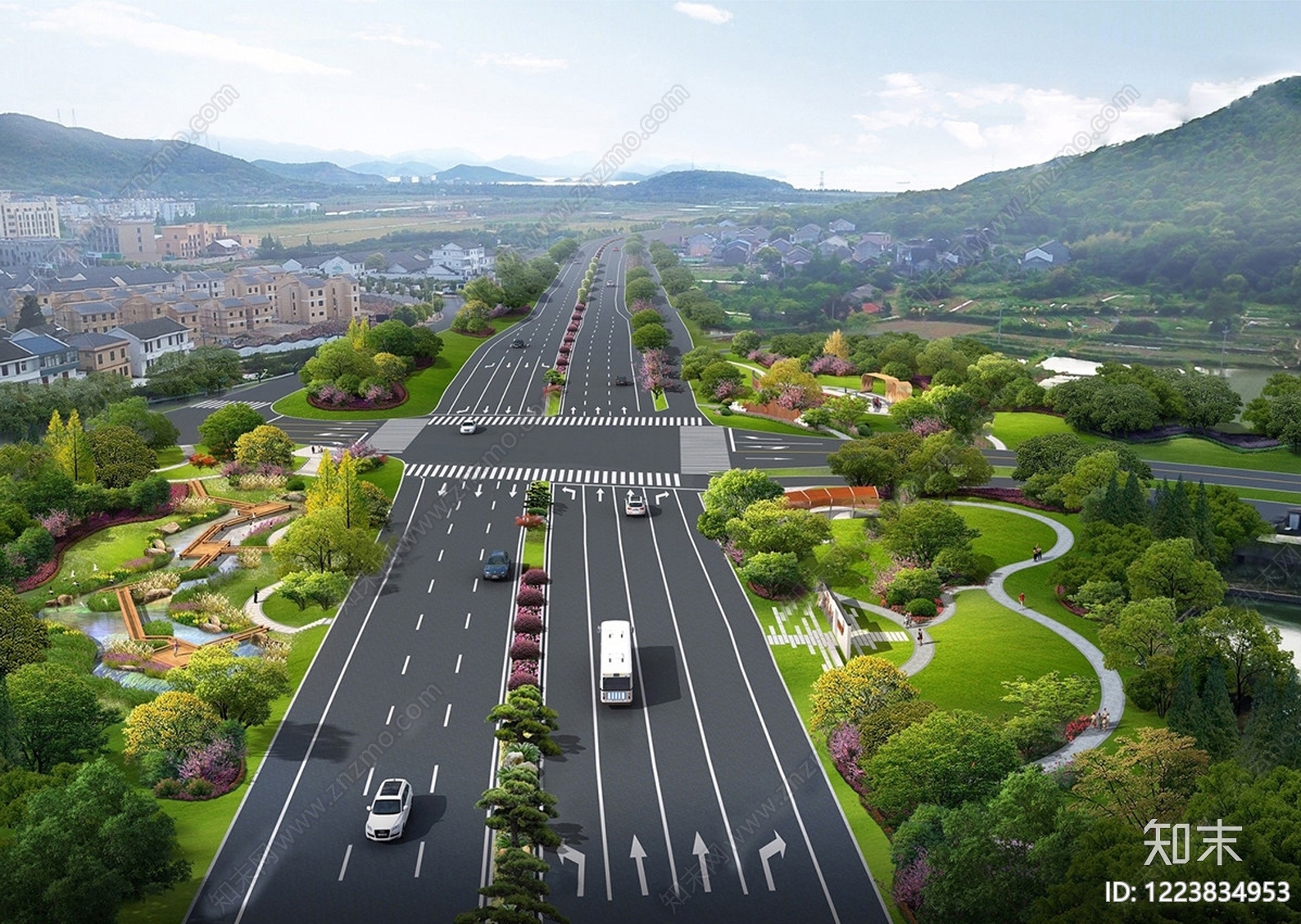 新中式景观道路SU模型草图